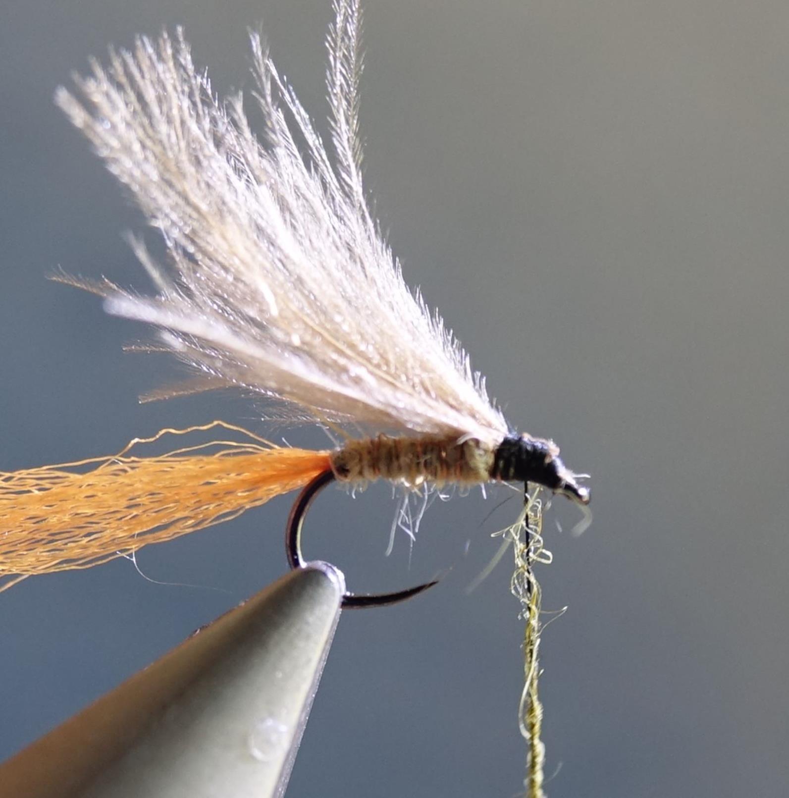 émergente olive ATE dubbing CDC antron lièvre mouche fly tying eclosion