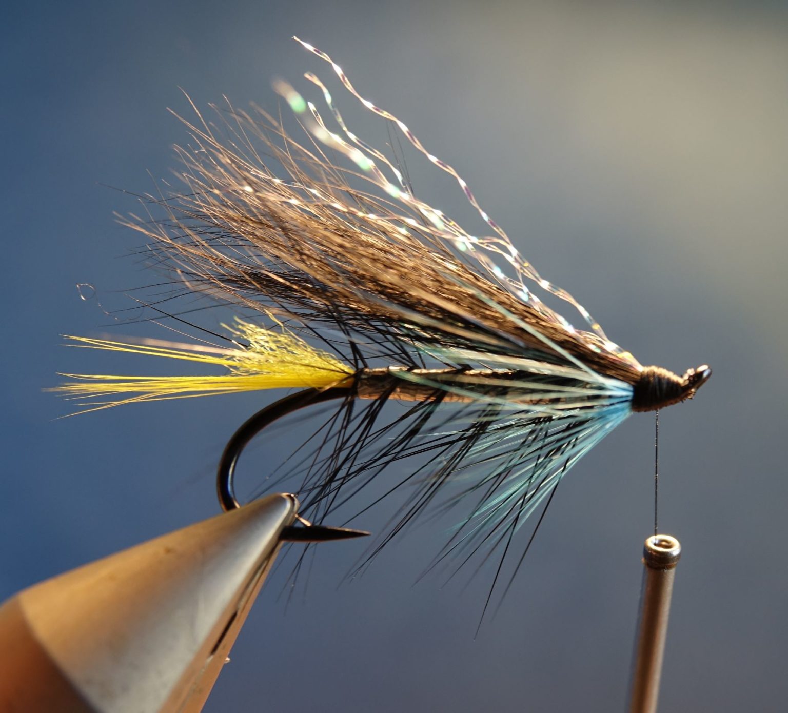 Mouche saumon modèle Green Butt numéro 12 hameçon double - Mouches