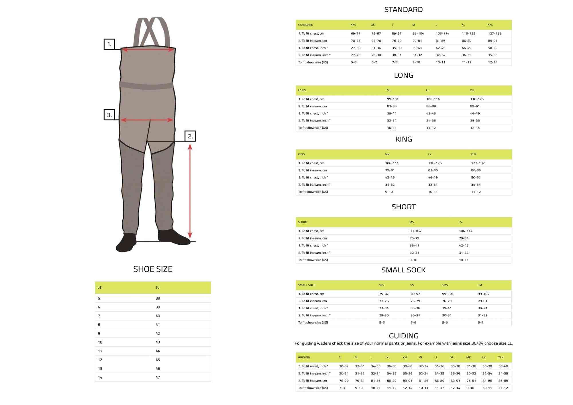 VISION TAILLES WADERS